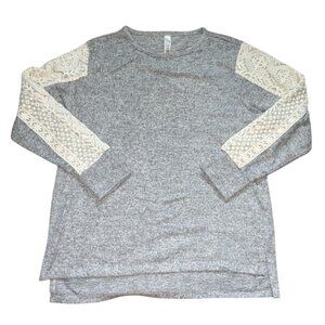 FN by Flora Nikrooz Womens Loungewear Top w/Lace Detail-Gray-Medium-GUC